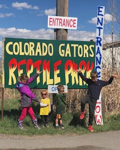 Colorado Gator Reptile Park entrance with kids