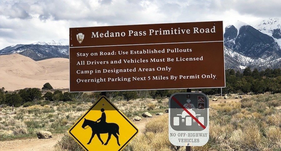 Medano Pass Off Road Sign