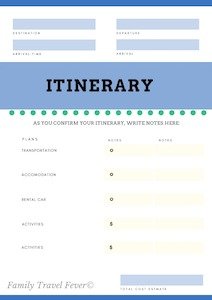 family travel itinerary template