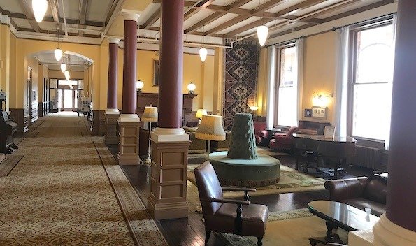 Lobby of the historic Hotel Colorado - one of the unique places to stay in Glenwood Springs