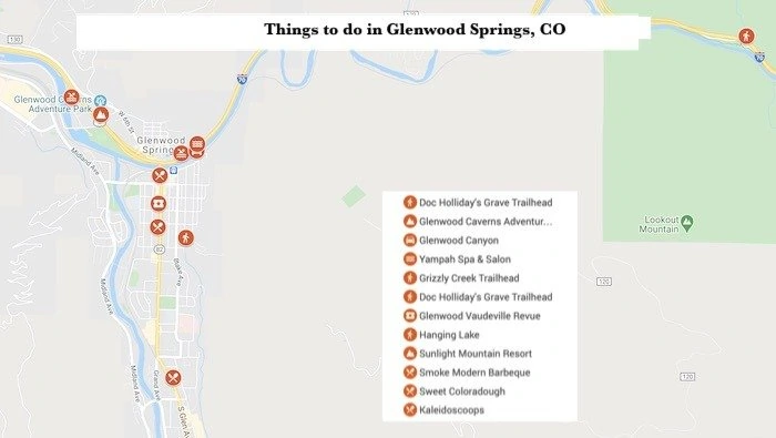 Things to do in Glenwood Springs interactive Google Map