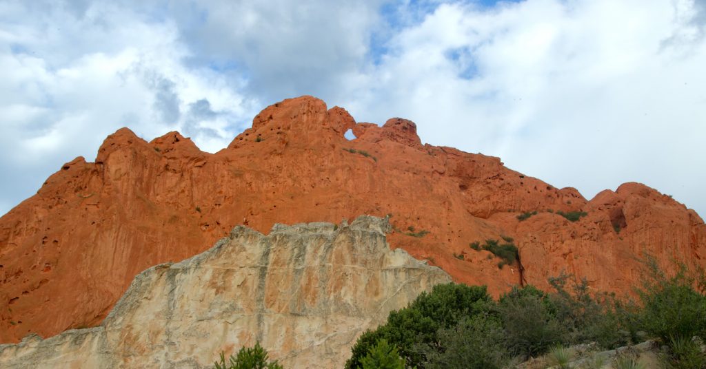 Garden of the Gods Kissing Camels with Cloudy skies
