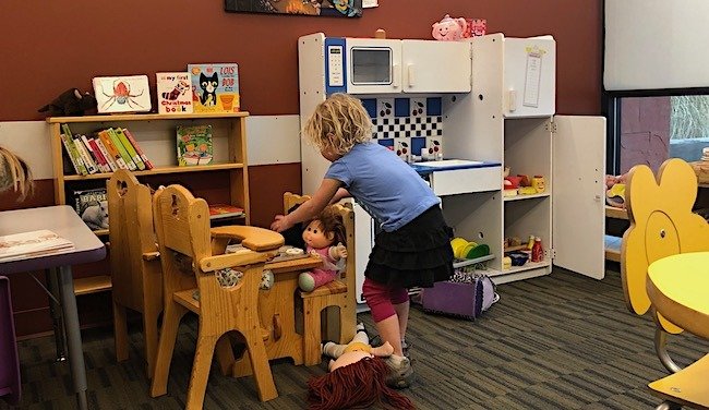 Toddler playing at Moab Library a great thing to do indoors on a rainy day