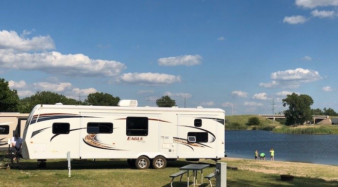 I80 Lakeside Campground North Platte Nebraska campsite on the lake