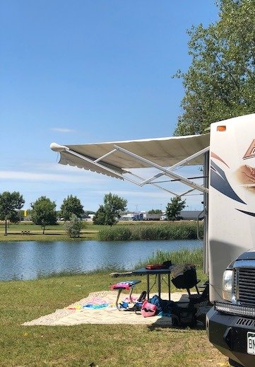 Campsite at the edge of the lake I80 Lakeside Campground North Platte Nebraska