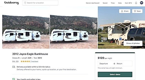 I make money renting out my RV on Outdoorsy