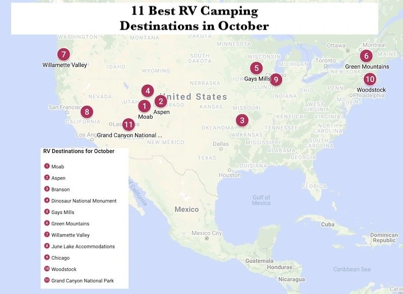 Figure of the October  RV Camping Destinations interactive GoogleMap
