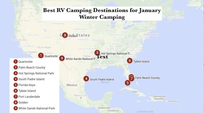 Figure of the January RV Camping Destinations interactive GoogleMap