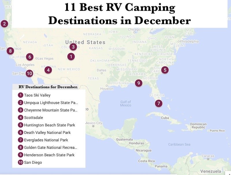 Figure of the December RV Destinations interactive GoogleMap
