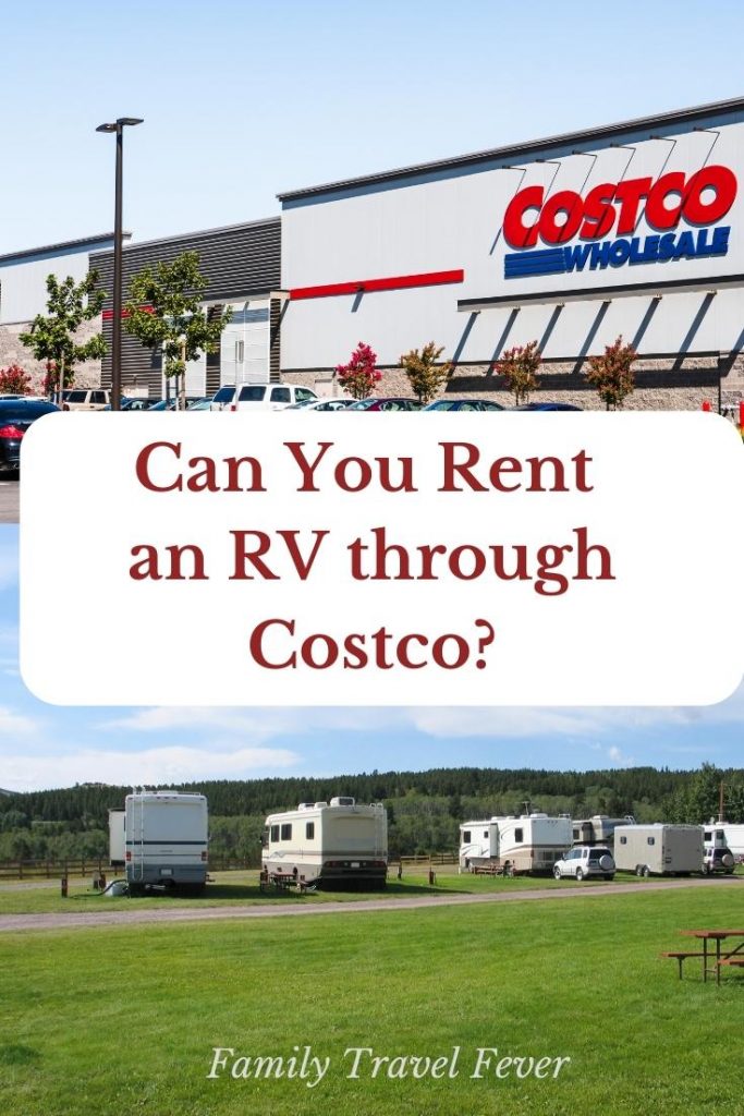 Can You Rent an RV through Costco showing a perspective view of Costco and an RV park at the bottom.