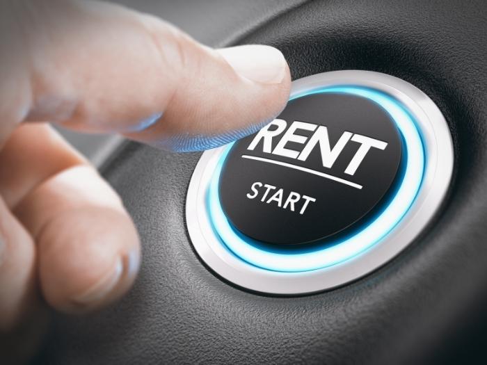 An engine start button labeled as Rent/Start