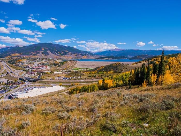 A view of Silverthorne Colorado and Interstate Highway
