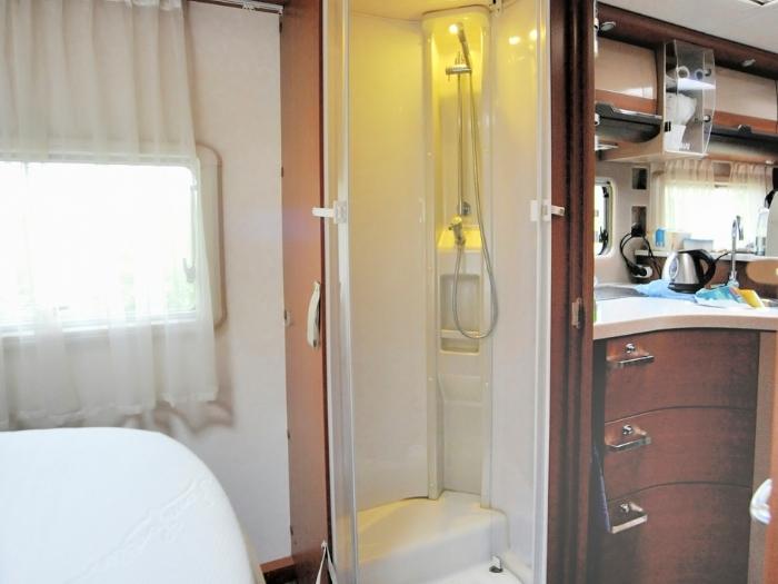 An Interior shot of shower in a motor home