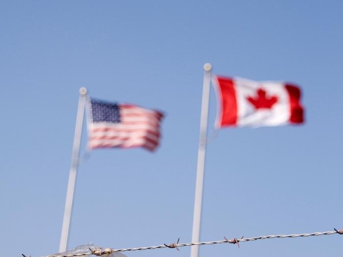 US, Canada Border Security Flags