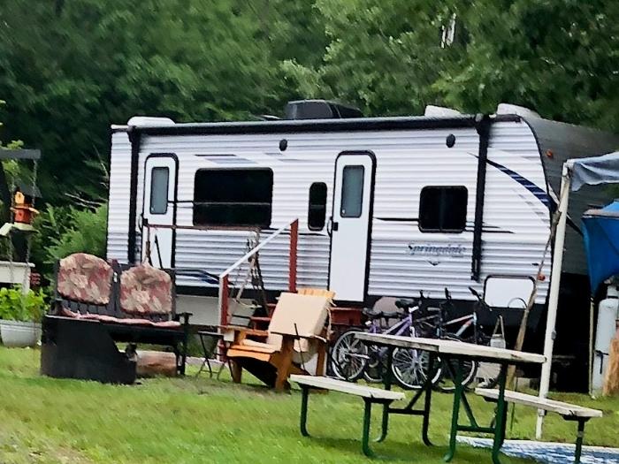Travel trailer set up for permanent use