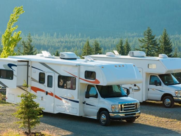 RV's parked in a park