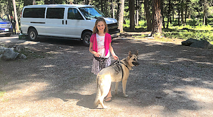 Girl with Dog at campground with pet friendly camping
