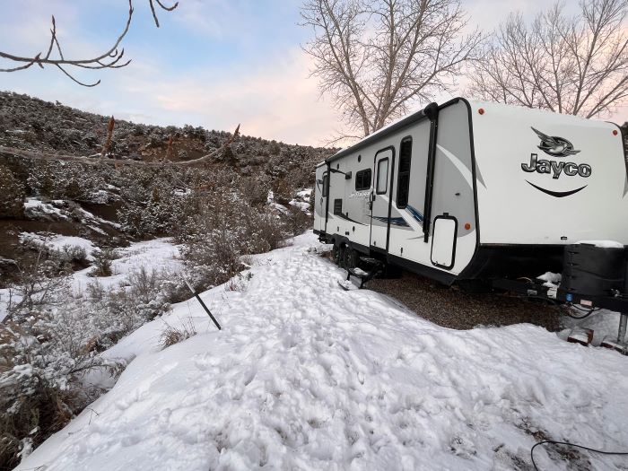 Camper in the snow