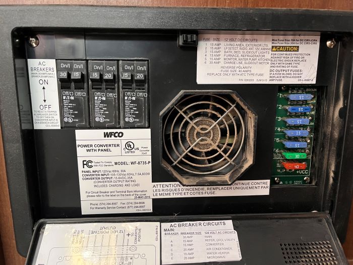 RV electrical panel and breakers