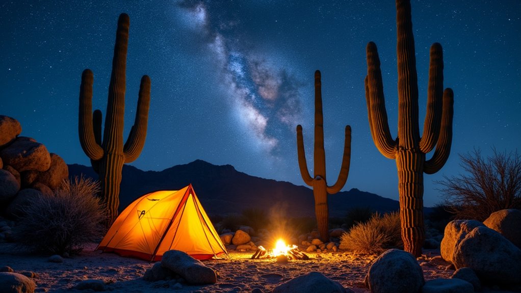 desert camping in saguaro