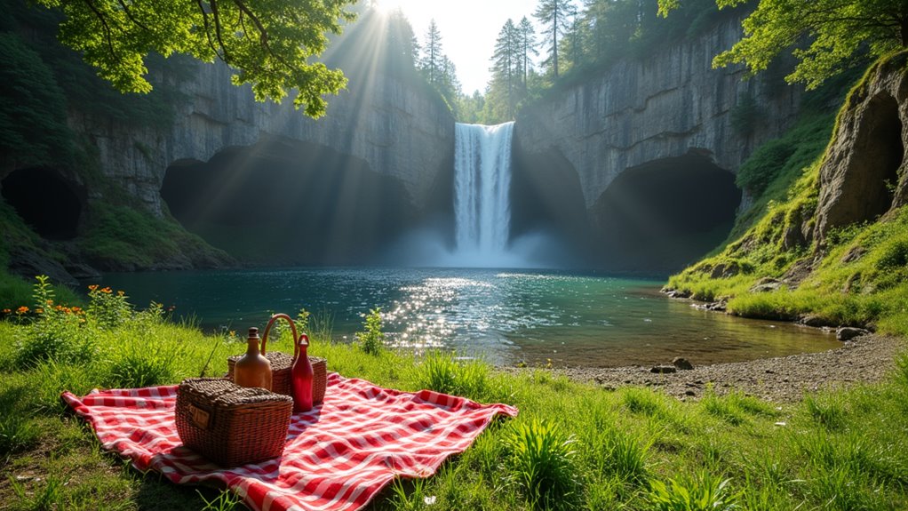 picnic by scenic waterfalls