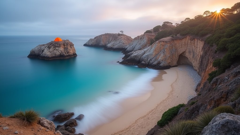 secluded winter camping beaches