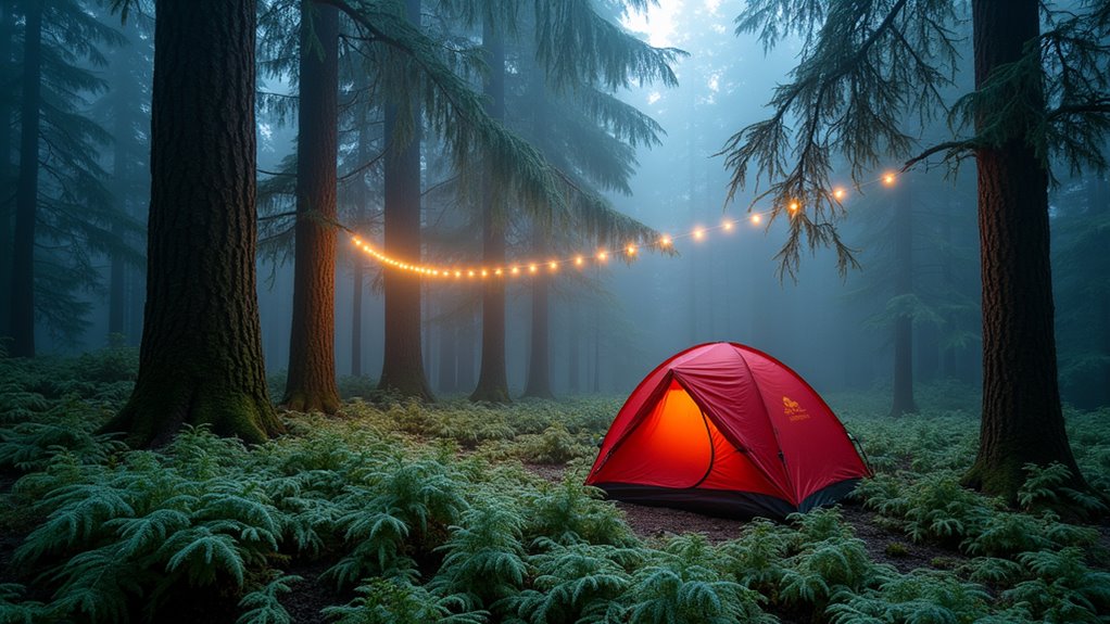 winter camping in rainforest