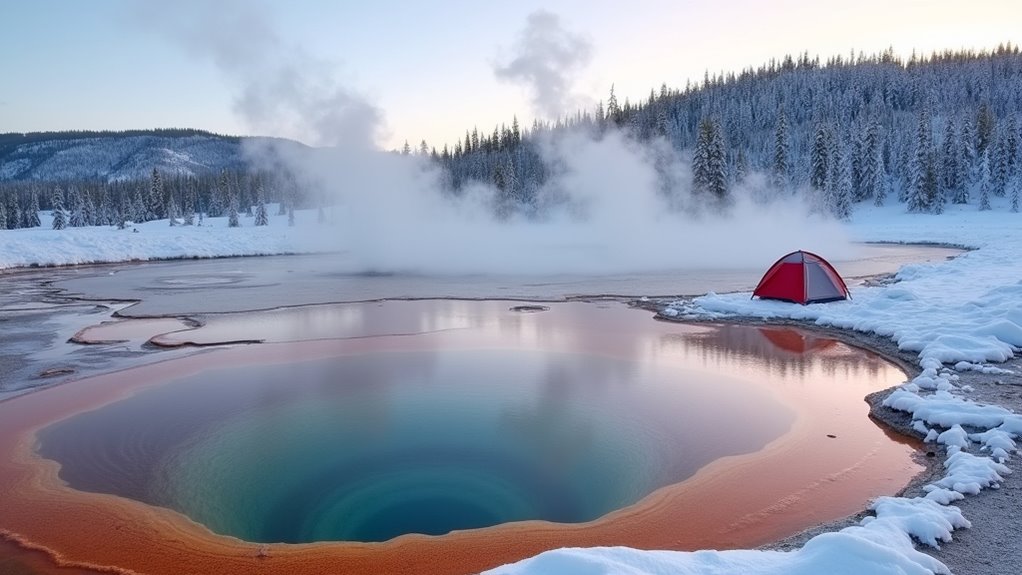 winter camping in yellowstone