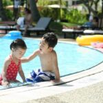 Family resort swimming pool vacation