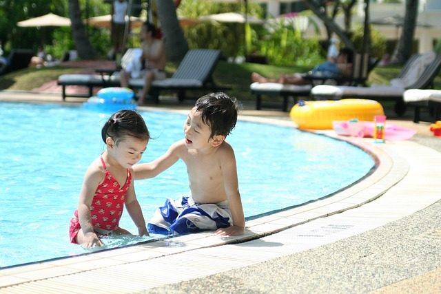 Family resort swimming pool vacation