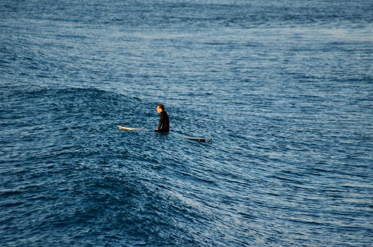 Family silhouette walking along a Florida Gulf Coast beach at sunset
