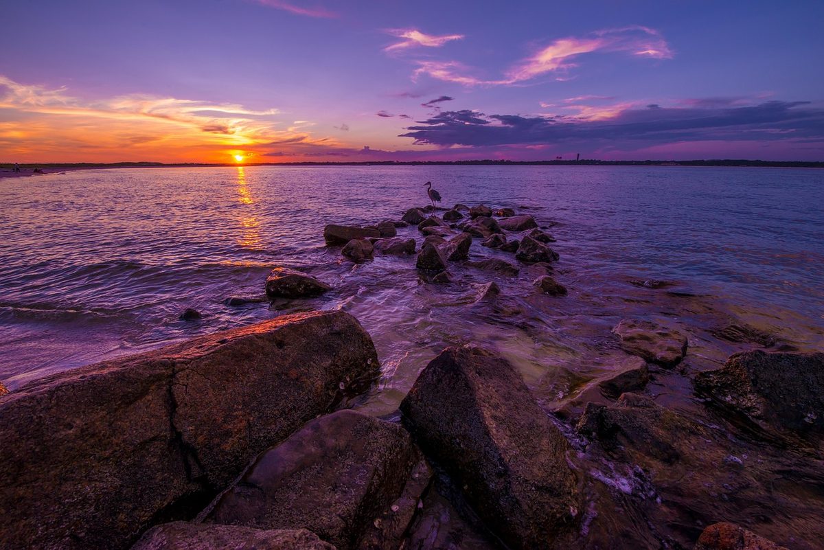 Golden sunset over a calm Florida Gulf Coast beach