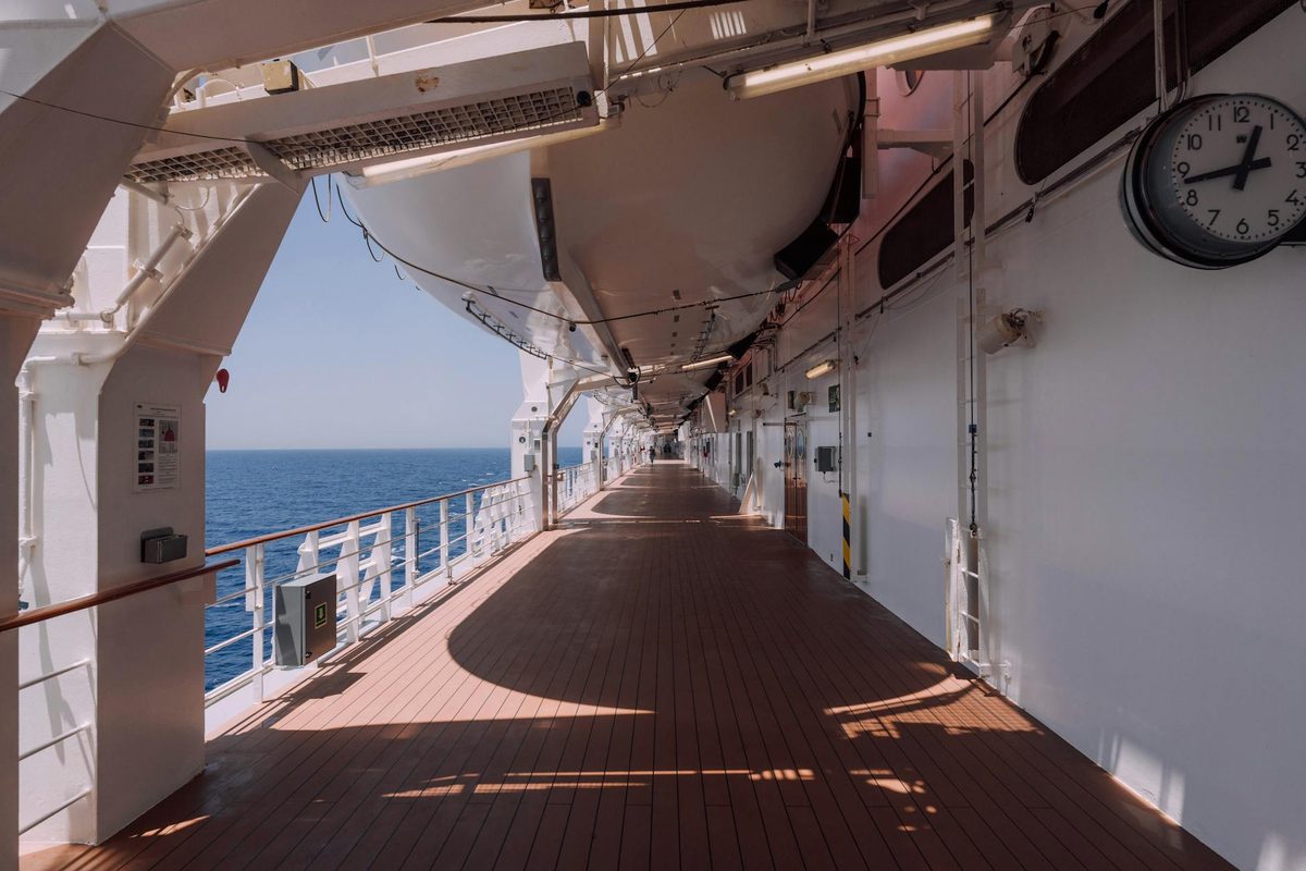 Family cruise ship deck ocean view