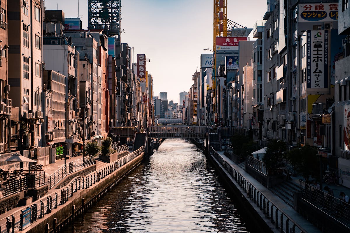 Dotonbori Canal in Osaka at sunset