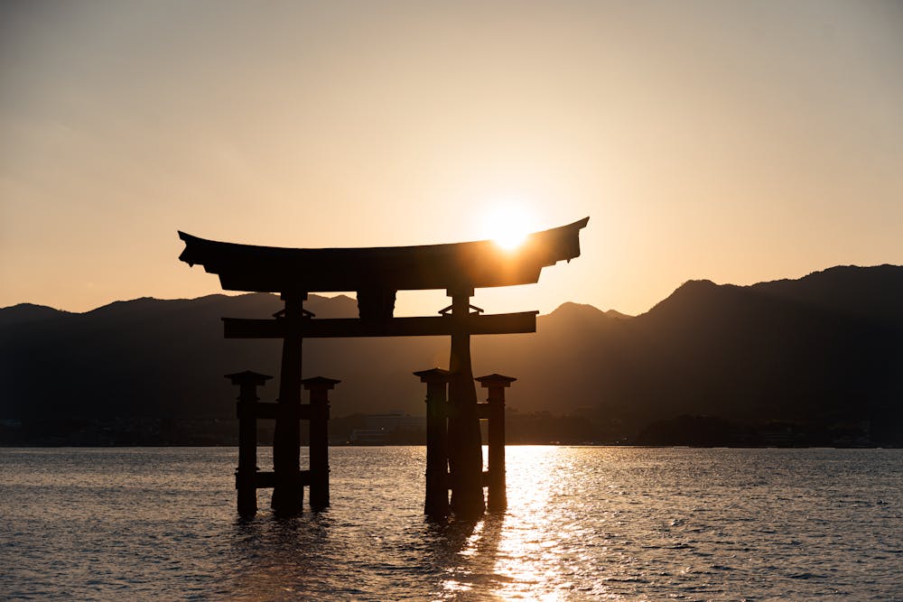 Miyajima torii gate sunrise