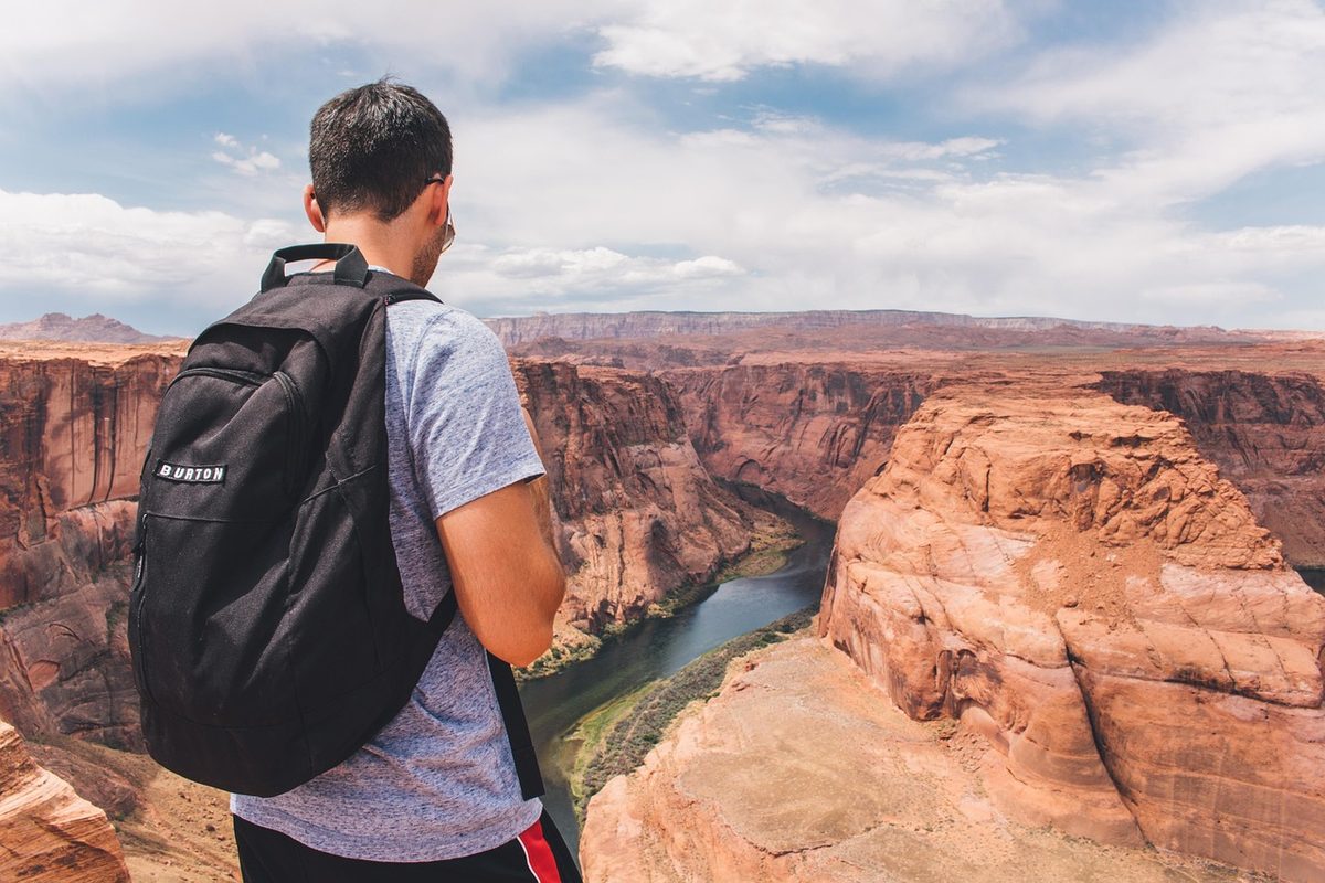 Wide panoramic view of Grand Canyon layers