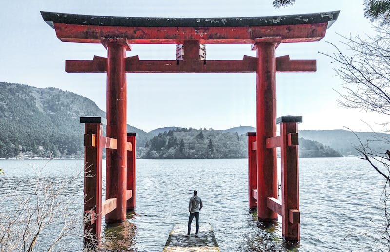 Hakone Shrine torii gate on Lake Ashi Japan