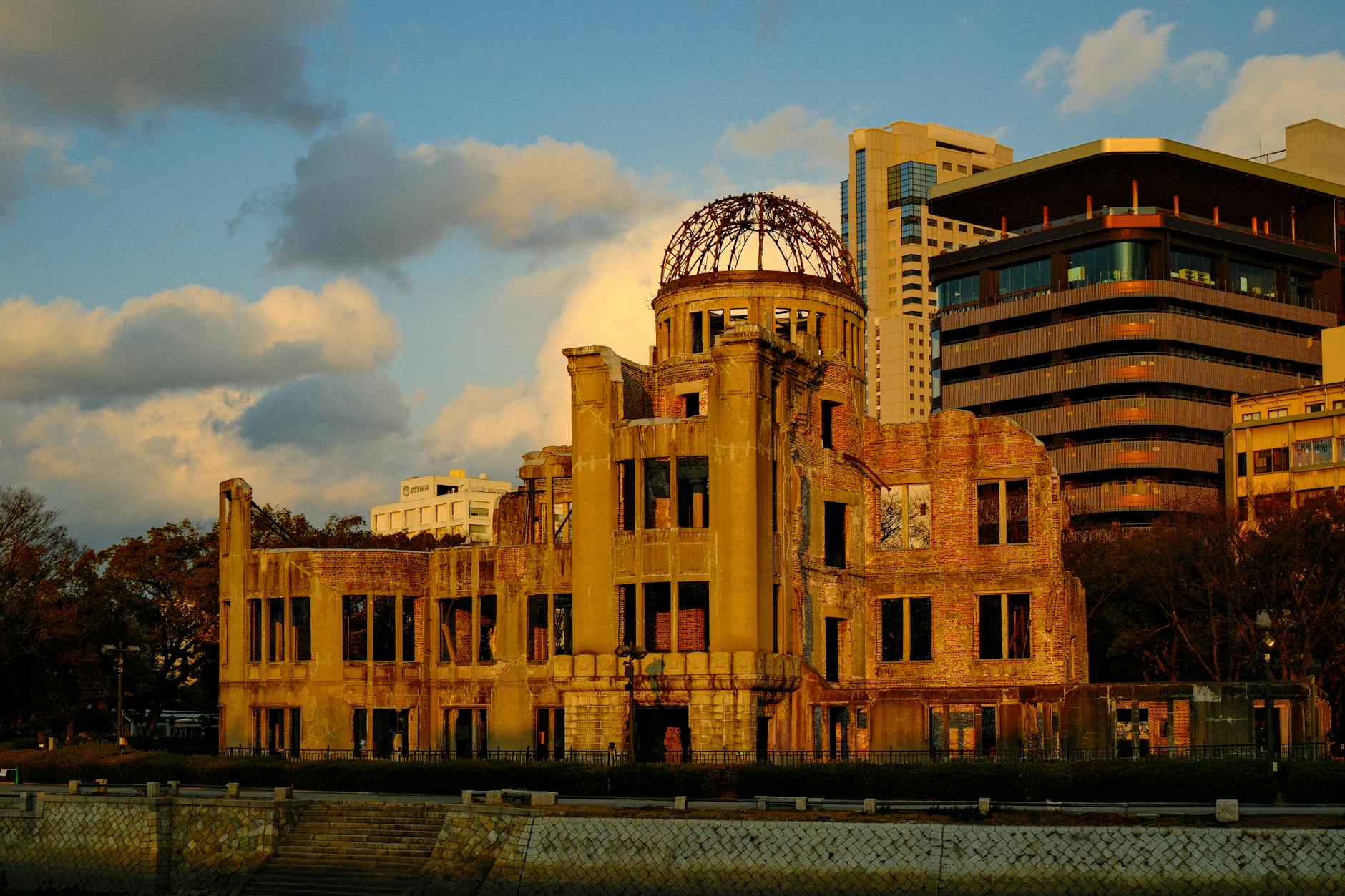 Hiroshima Atomic Bomb Dome at sunset a symbol of peace and resilience