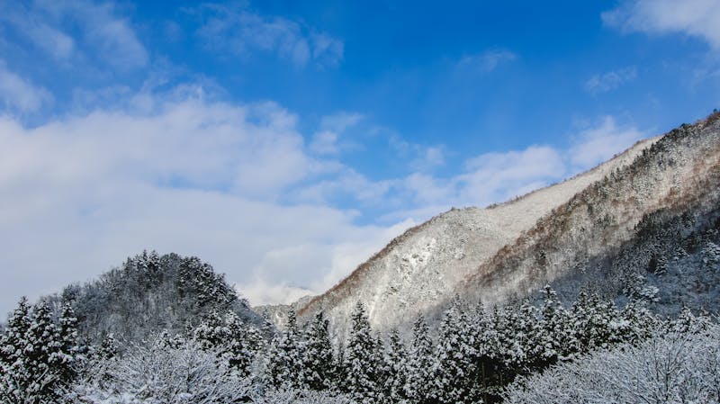 Snow-covered mountain landscape in Nagano Prefecture Japan