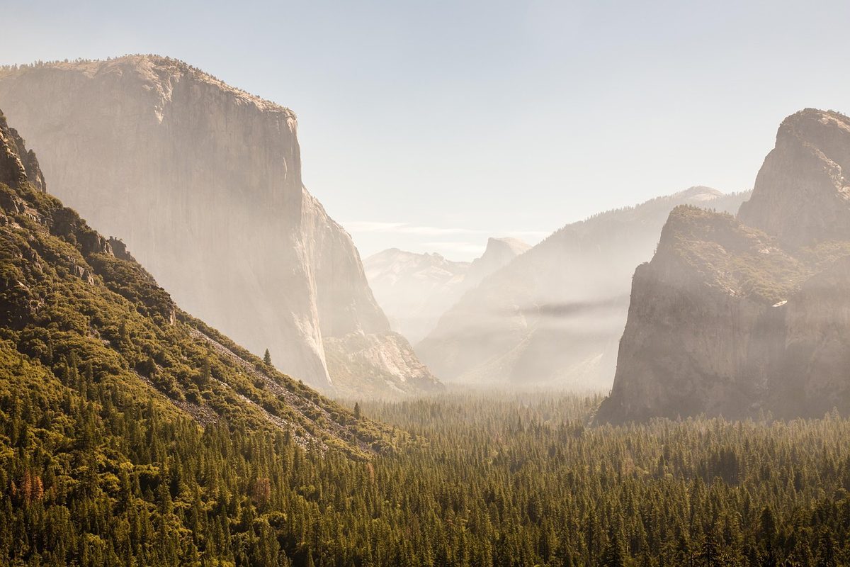 Yosemite Valley with granite cliffs and El Capitan