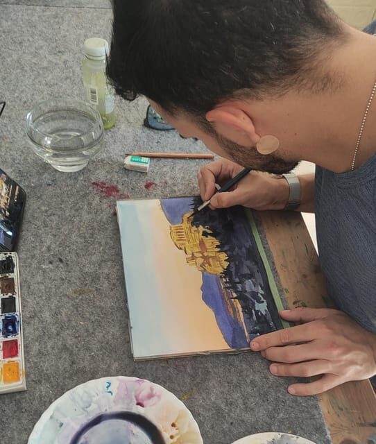 Athens: workshop for painting landscape with local artist - The step-by-step part: painting along without losing the plot