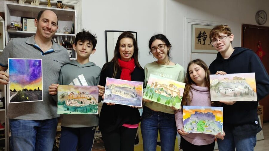 Athens: workshop for painting landscape with local artist - The drink and the pacing: a small break that helps you focus