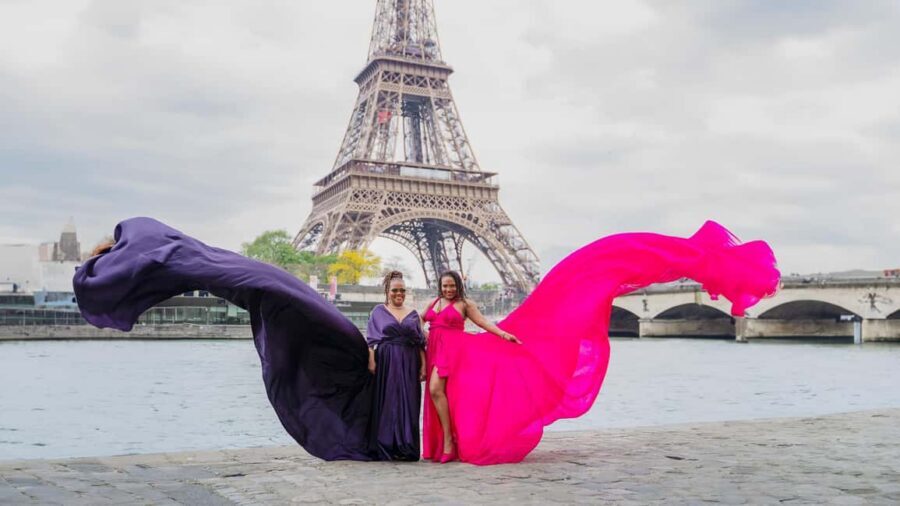 Paris: Eiffel Tower Flying-Dress Photoshoot jonadress - The flying dress: handmade, color choices, and on-site changing