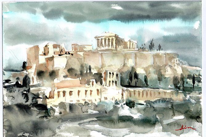 workshop for painting acropolis/landscape with local artist - Light and shadow in watercolor: the Mediterranean feel, step by step